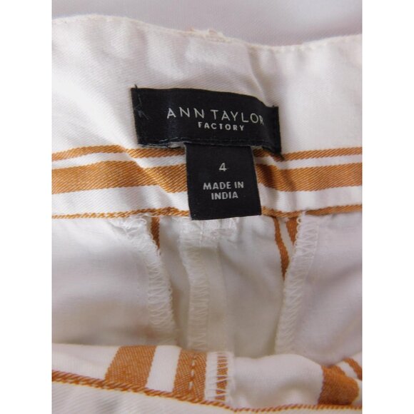 Ann Taylor Factory Shorts Womens 4 White Striped Belted Chino Casual Summer - Picture 3 of 5